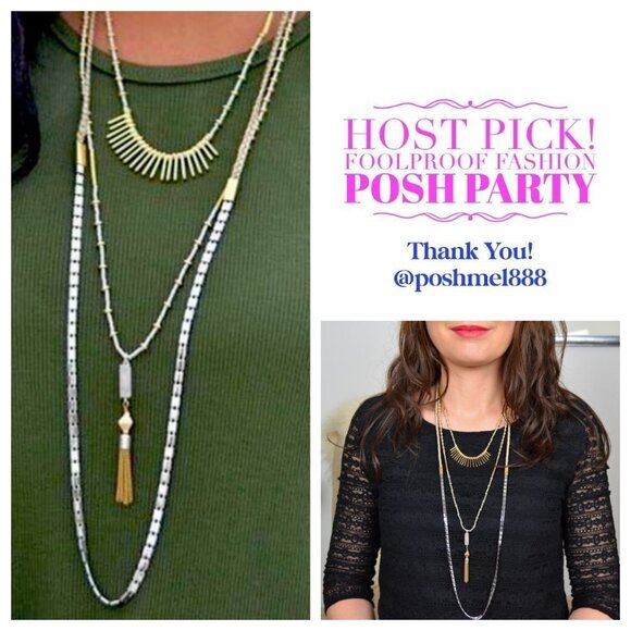 💜 Stella & Dot Riad Multi Strand Layering Necklace Versatile NIB - Picture 4 of 10